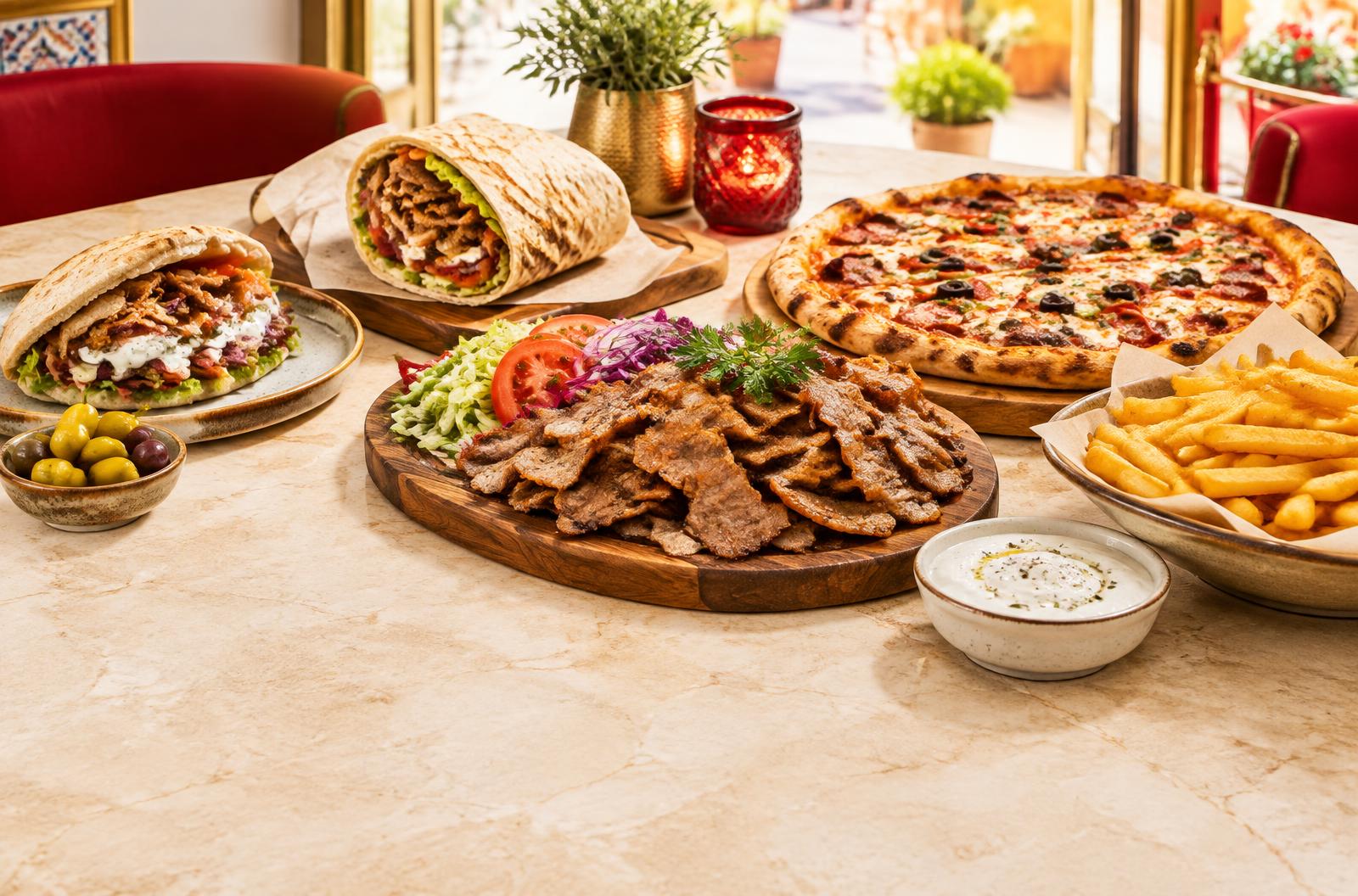 Kebab asándose en el asador